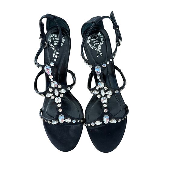 Rodo Rhinestone Stiletto Evening Heels Black - Picture 1 of 10